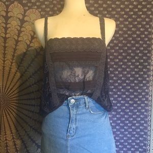 Free People lace and crochet top medium NWT